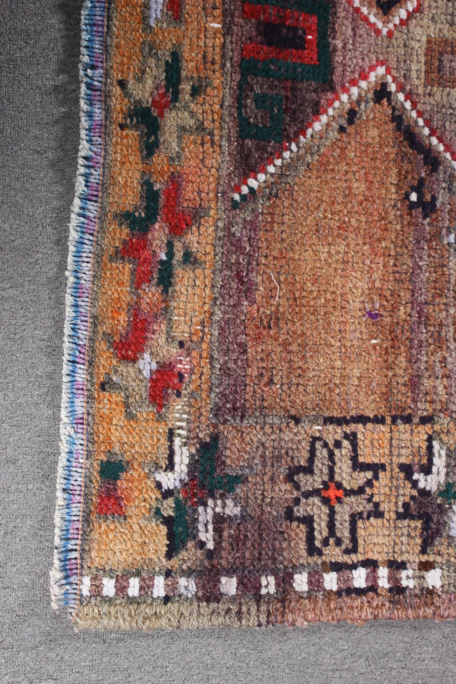 Vintage Turkish Accent Area rug 3.7 x 7.6 ft