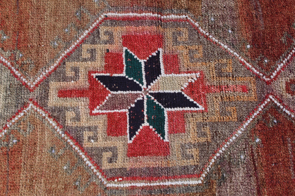 Vintage Turkish Accent Area rug 3.7 x 7.6 ft