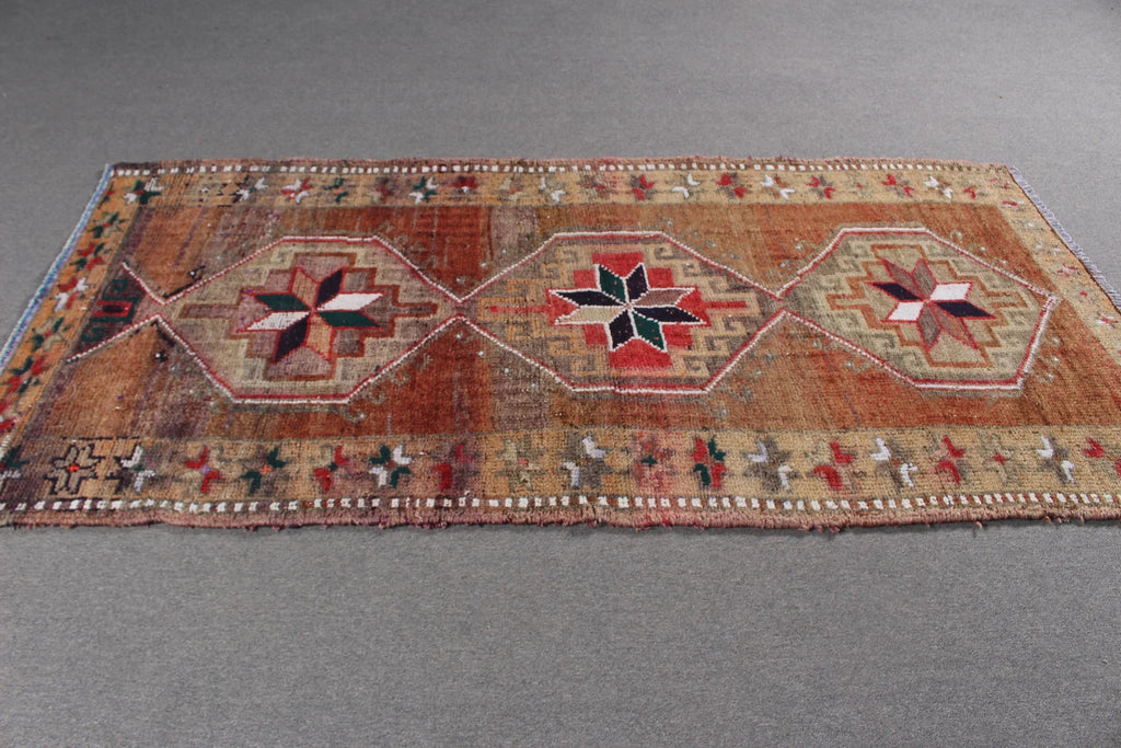 Vintage Turkish Accent Area rug 3.7 x 7.6 ft