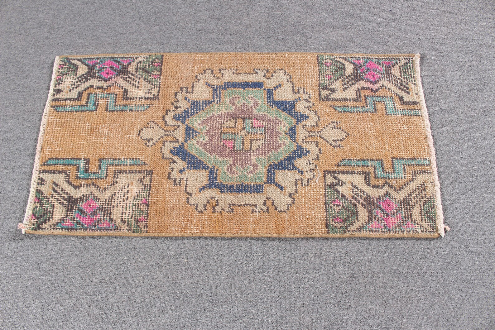 Vintage Turkish Mini Rug 1.3 x 2.6 ft