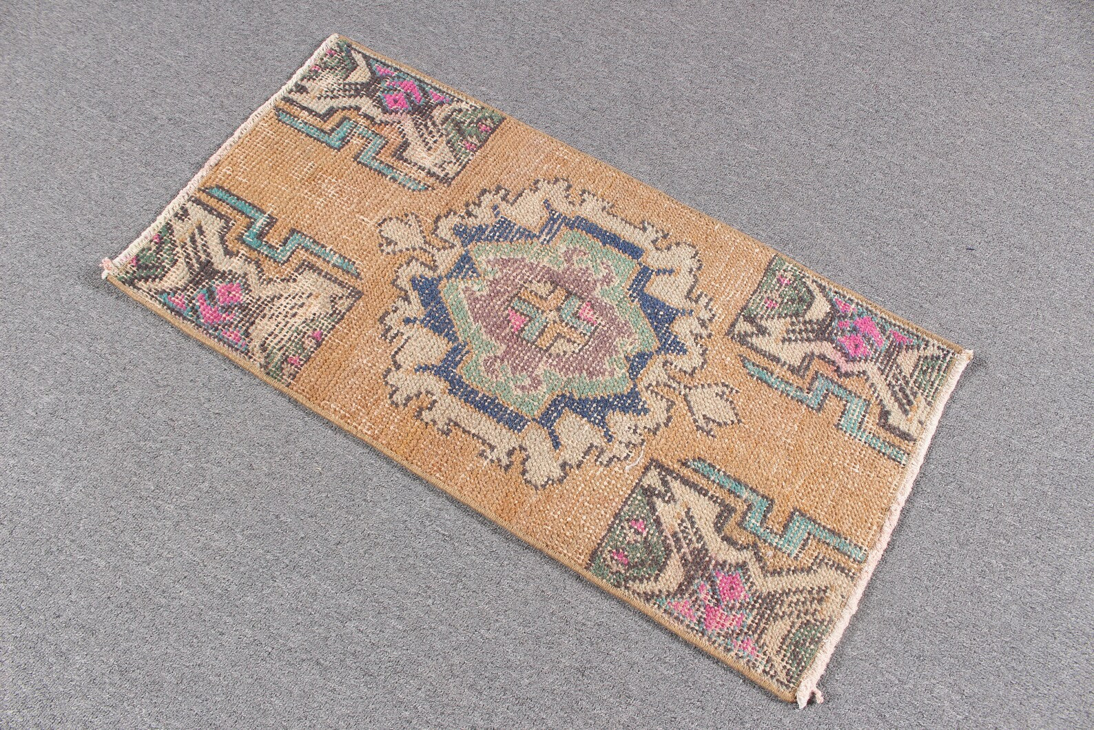 Vintage Turkish Mini Rug 1.3 x 2.6 ft