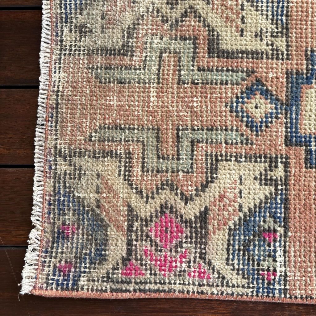 Vintage Turkish Mini Rug 1.3 x 3 ft