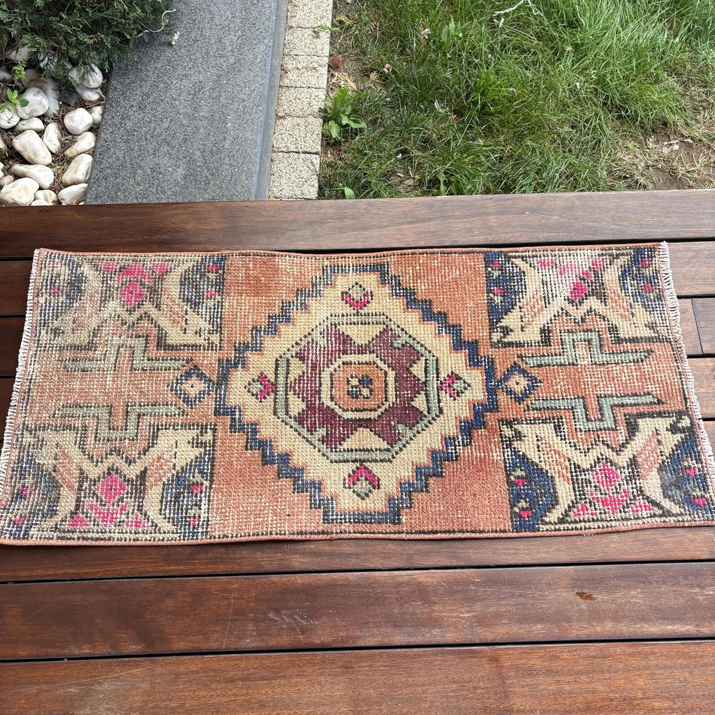 Vintage Turkish Mini Rug 1.3 x 3 ft
