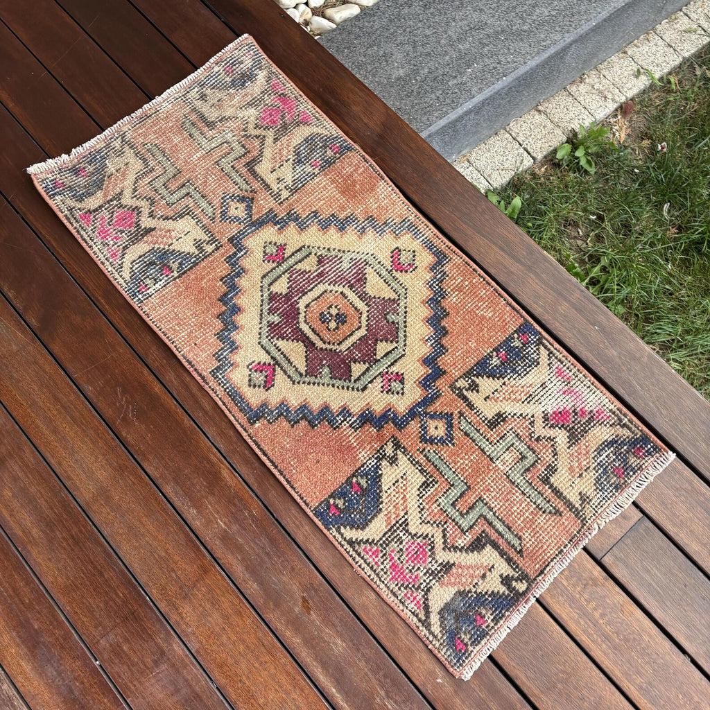 Vintage Turkish Mini Rug 1.3 x 3 ft