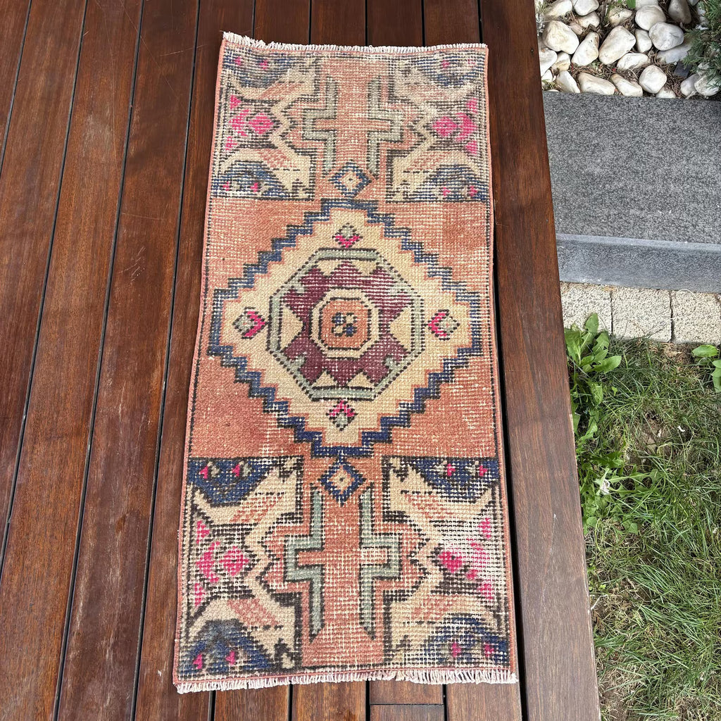 Vintage Turkish Mini Rug 1.3 x 3 ft