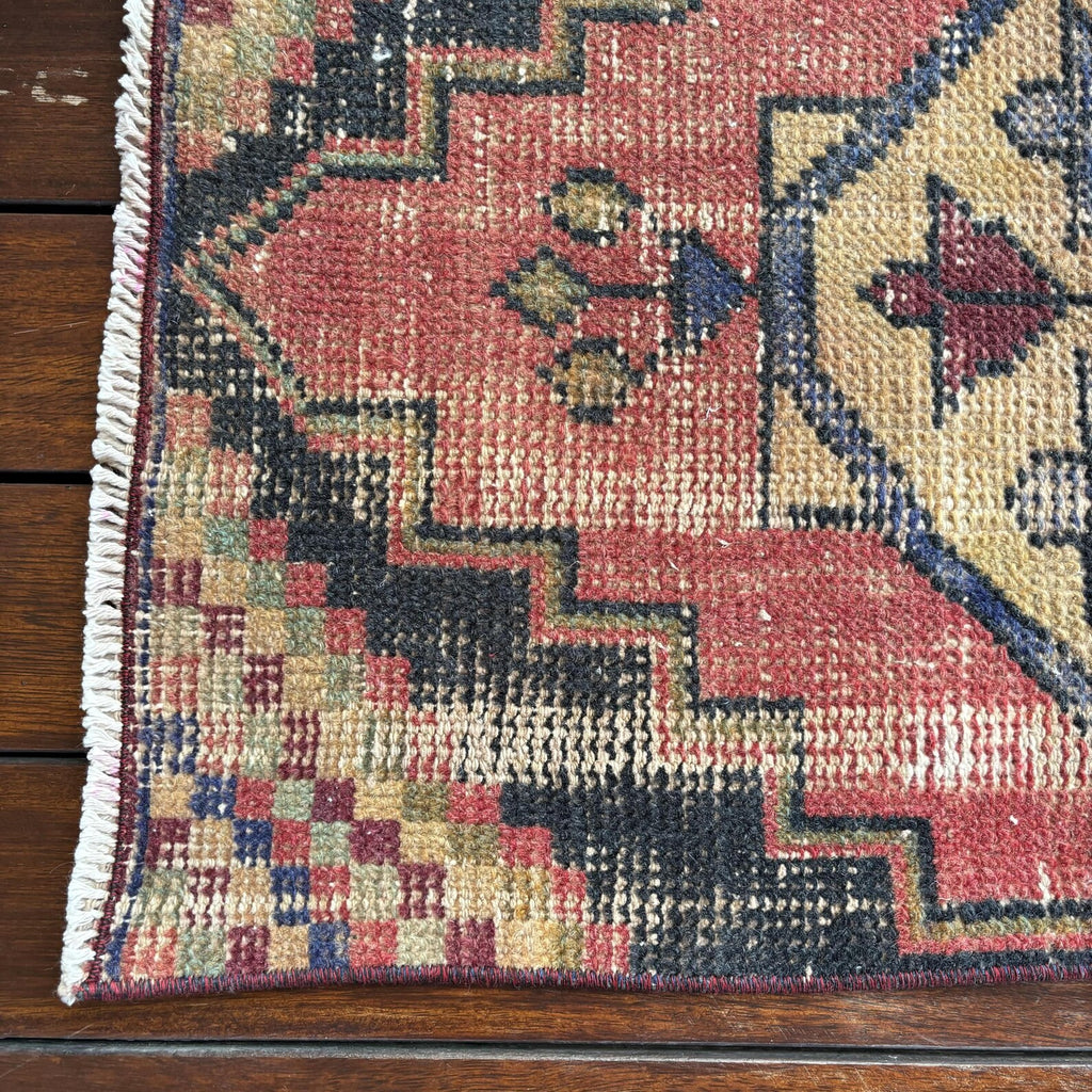 Vintage Turkish Mini Rug 1.4 x 2.9 ft
