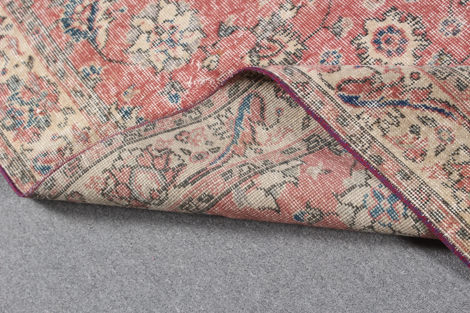 Vintage Turkish Accent Area rug 3.6 x 6.7 ft