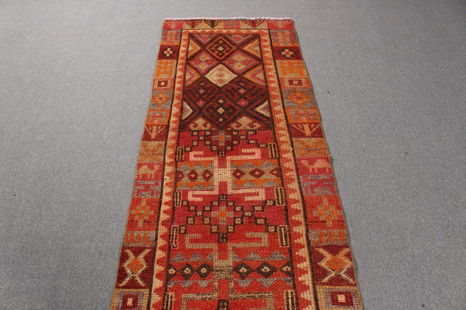 Vintage Turkish Runner Rug 2.6 x 11.7 ft