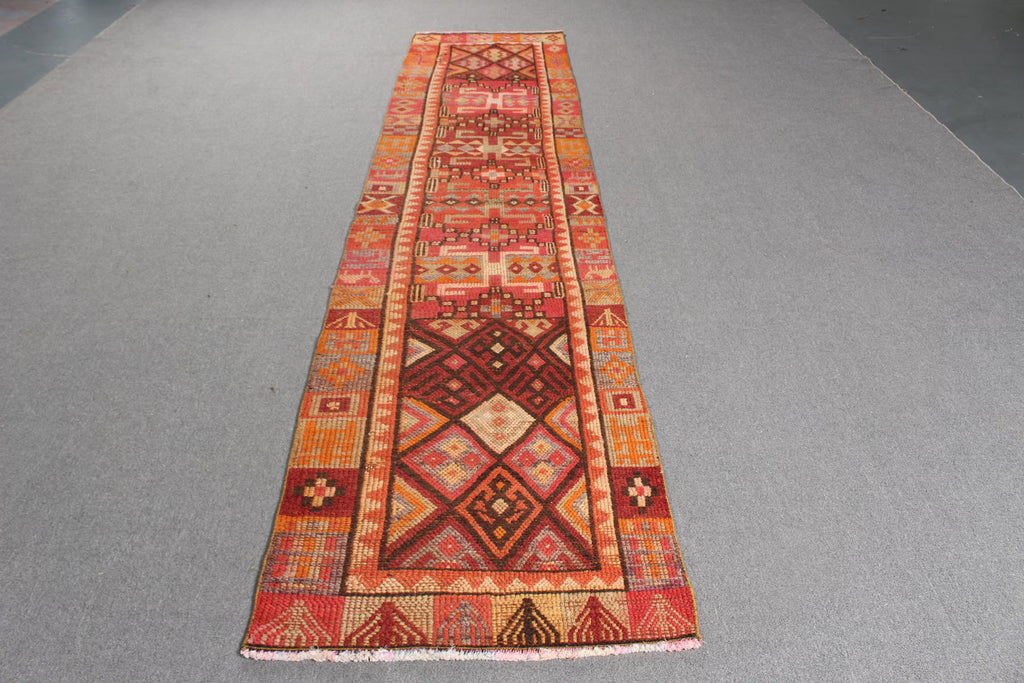 Vintage Turkish Runner Rug 2.6 x 11.7 ft