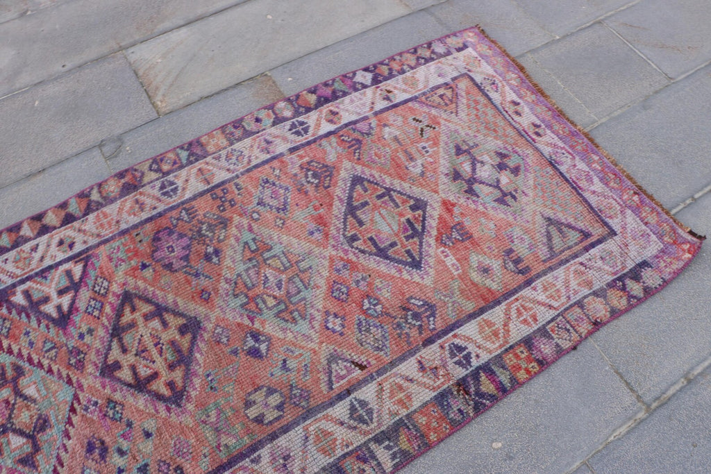 Vintage Turkish Runner Rug 3.1 x 7.5 ft