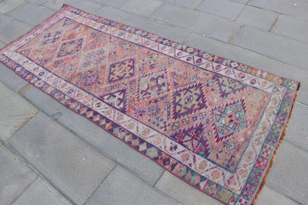 Vintage Turkish Runner Rug 3.1 x 7.5 ft
