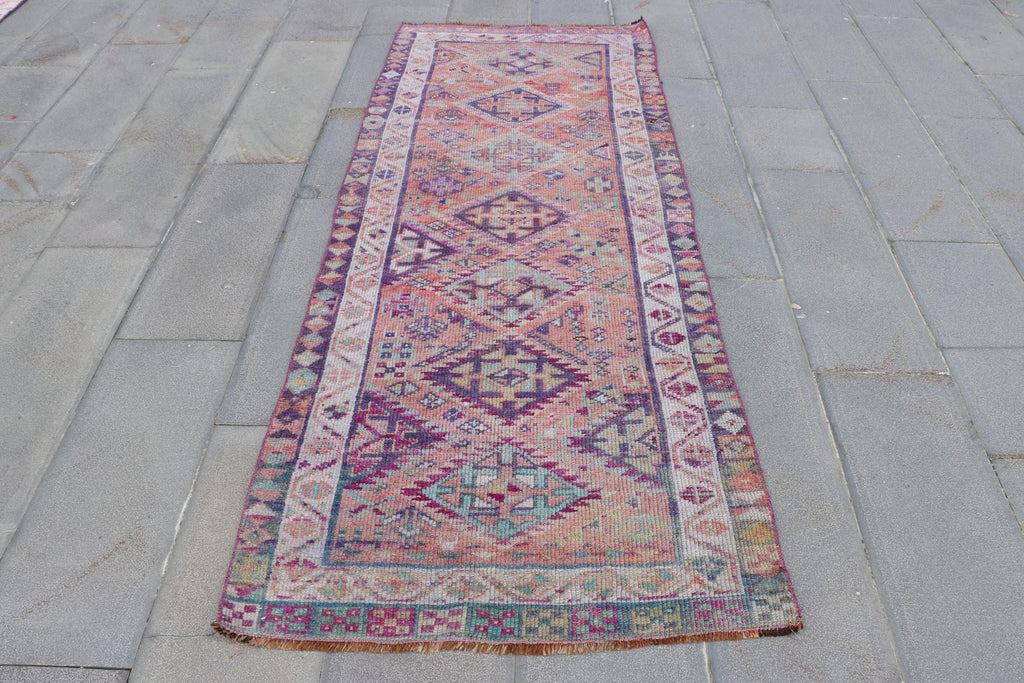 Vintage Turkish Runner Rug 3.1 x 7.5 ft