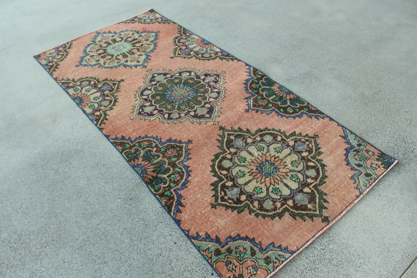 Vintage Turkish Accent Area Rug 3.2 x 6.6 ft