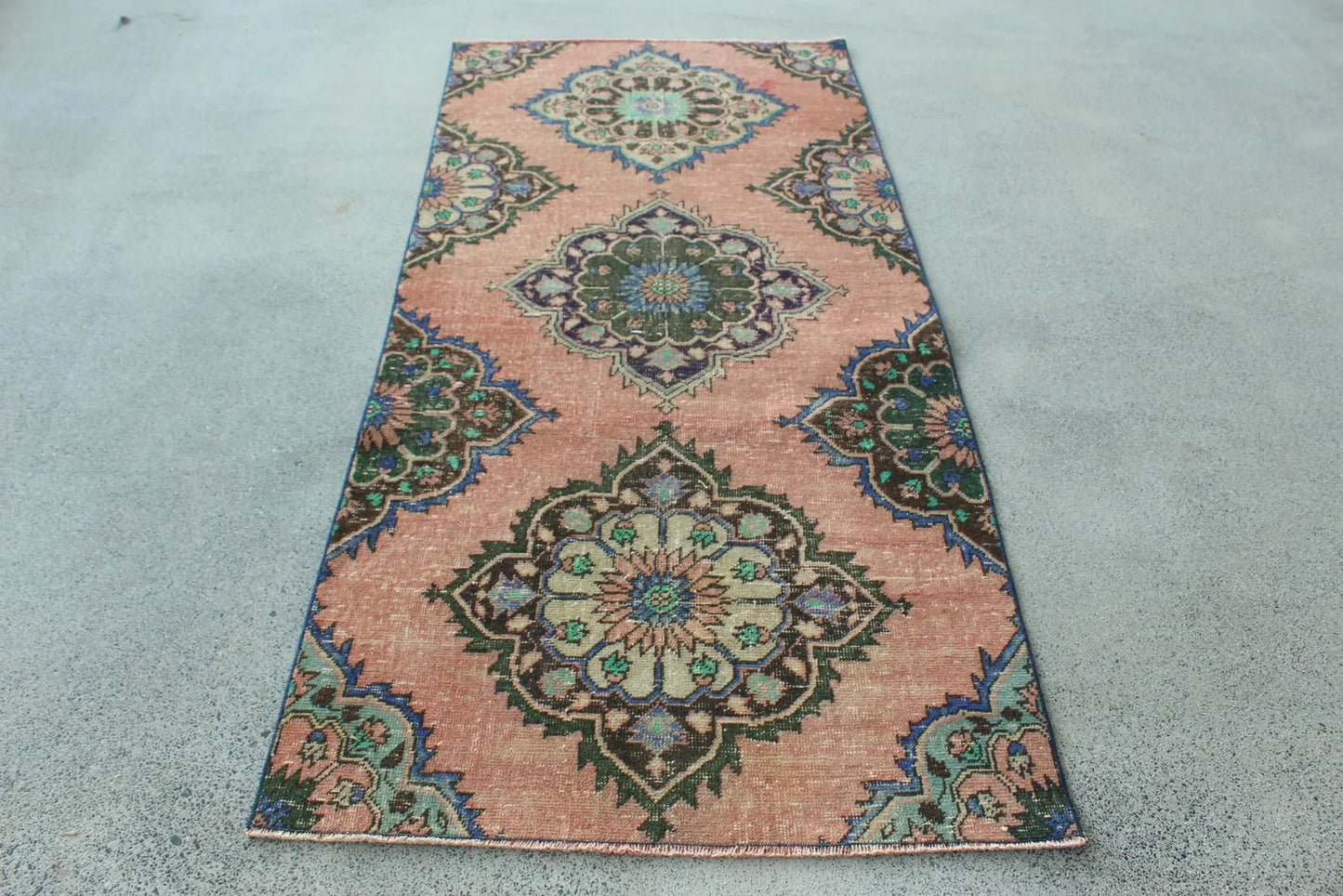 Vintage Turkish Accent Area Rug 3.2 x 6.6 ft