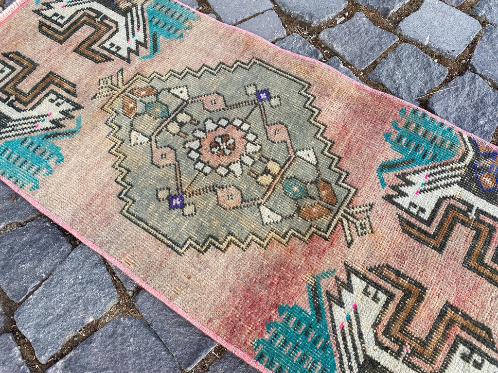 Vintage Turkish Mini Rug 1.3 x 2.8 ft
