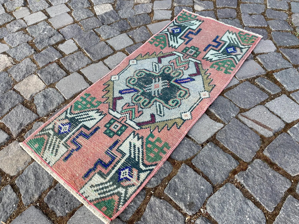 Vintage Turkish Mini Rug 1.3 x 3.1 ft