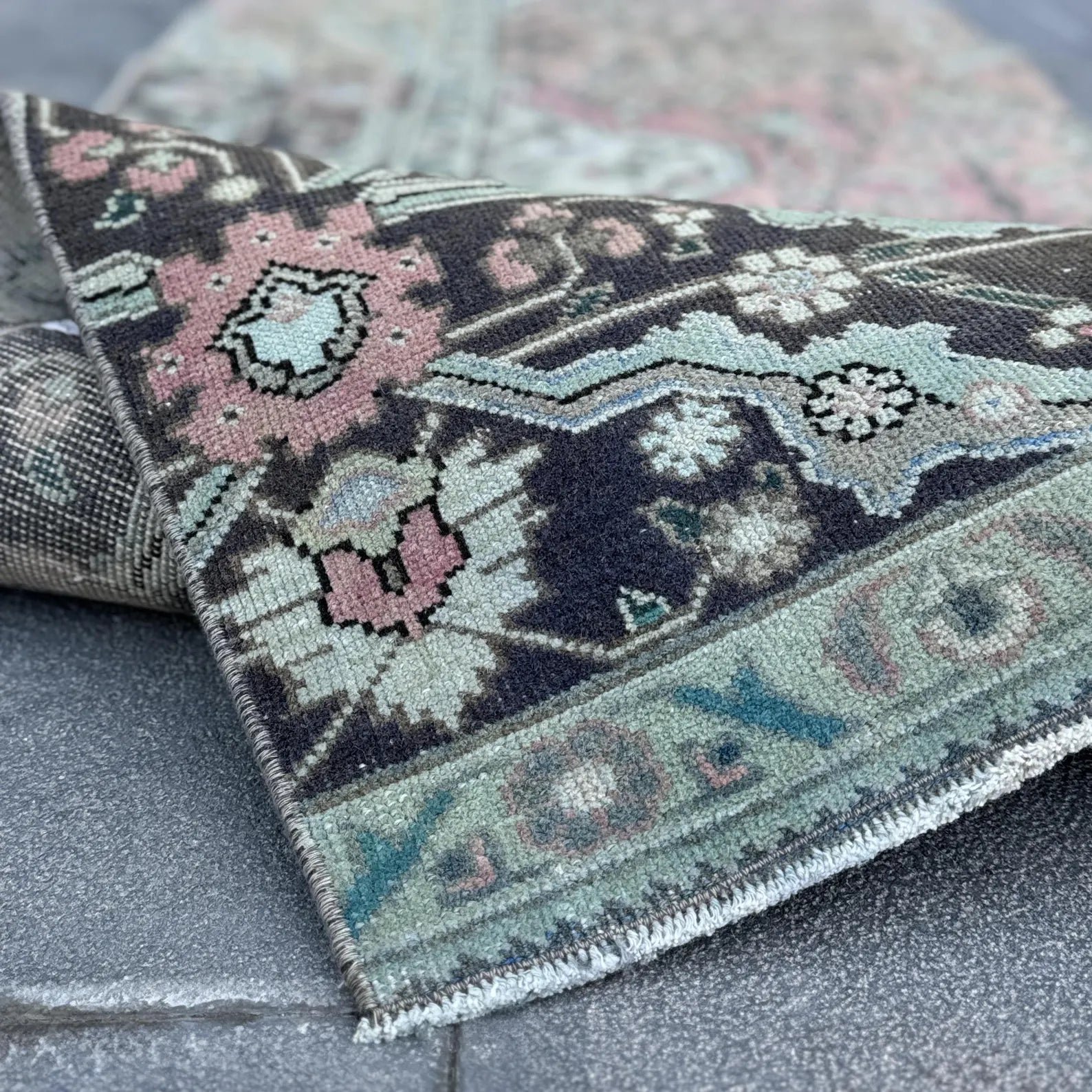 Vintage Kurdish Runner Rug 2.7 x 12.4 ft