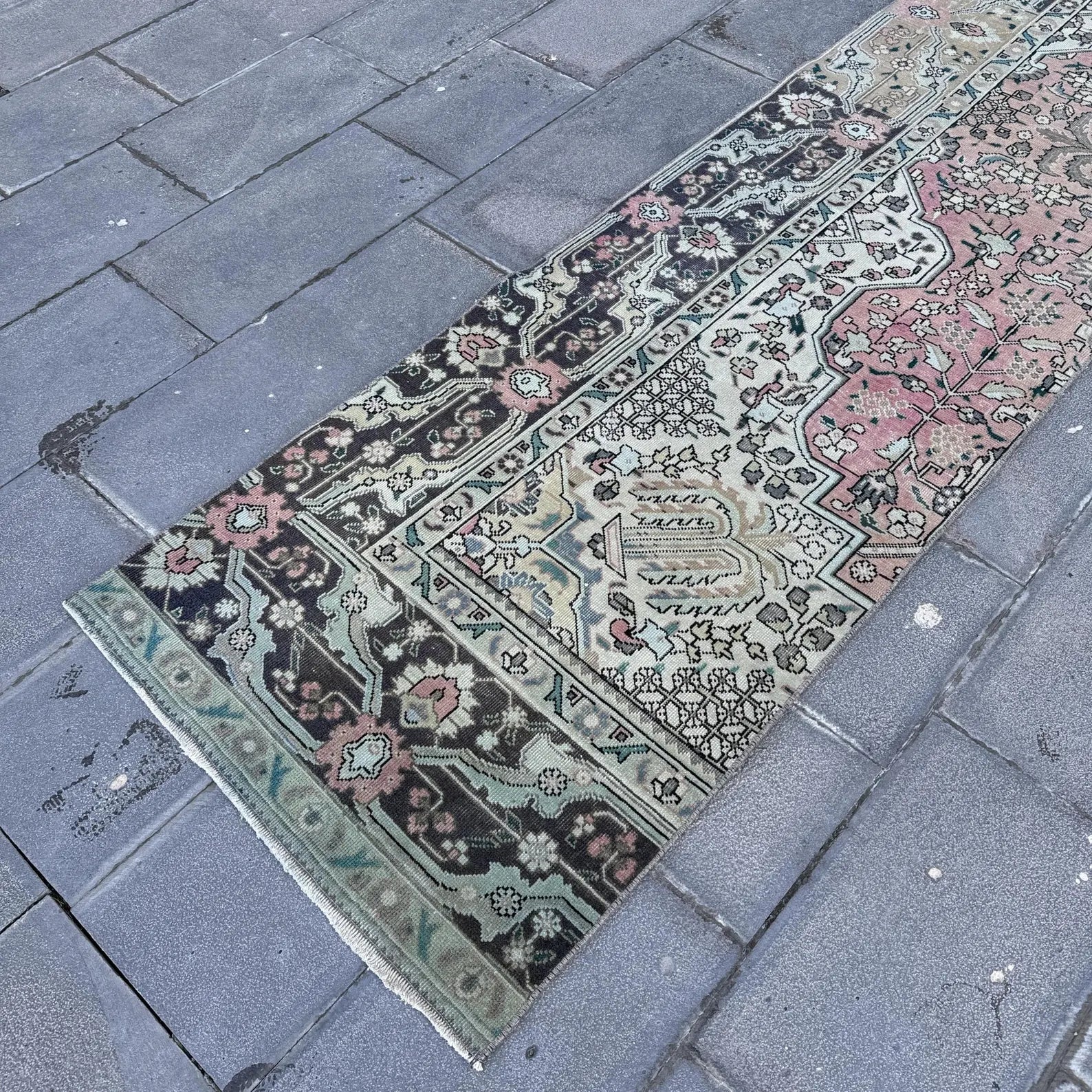 Vintage Kurdish Runner Rug 2.7 x 12.4 ft