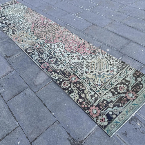 Vintage Kurdish Runner Rug 2.7 x 12.4 ft