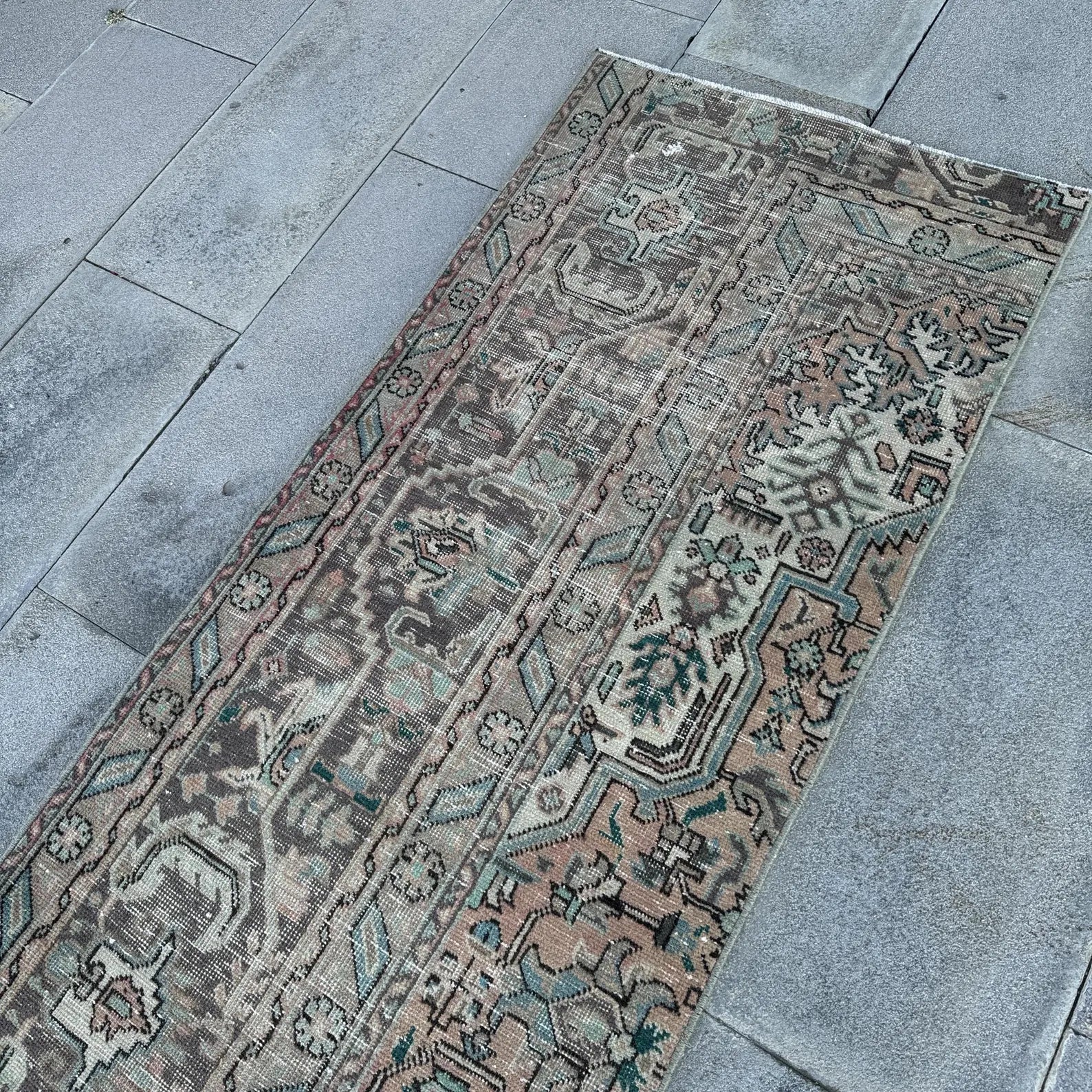 Vintage Kurdish Runner Rug 2.3 x 9.6 ft