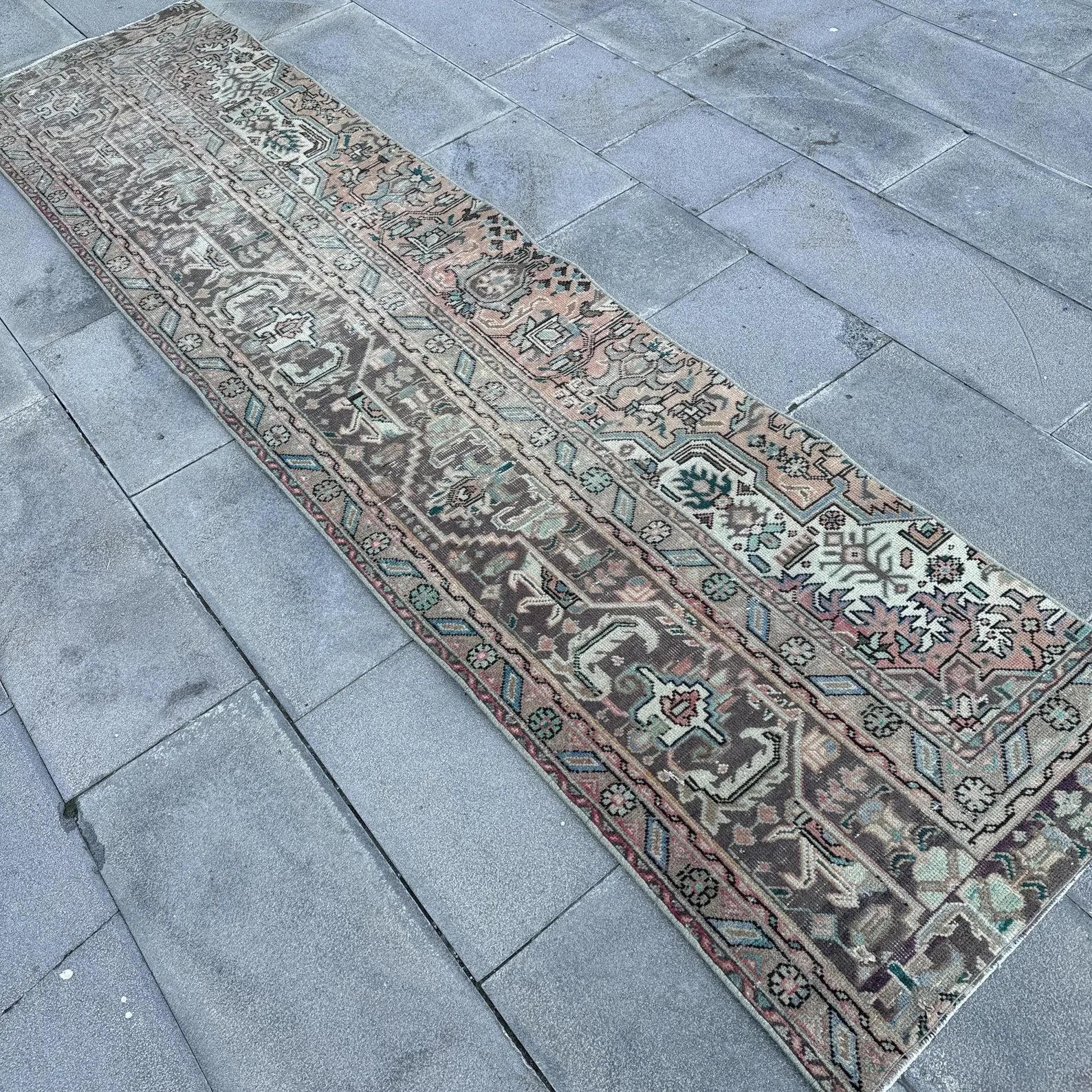 Vintage Kurdish Runner Rug 2.3 x 9.6 ft