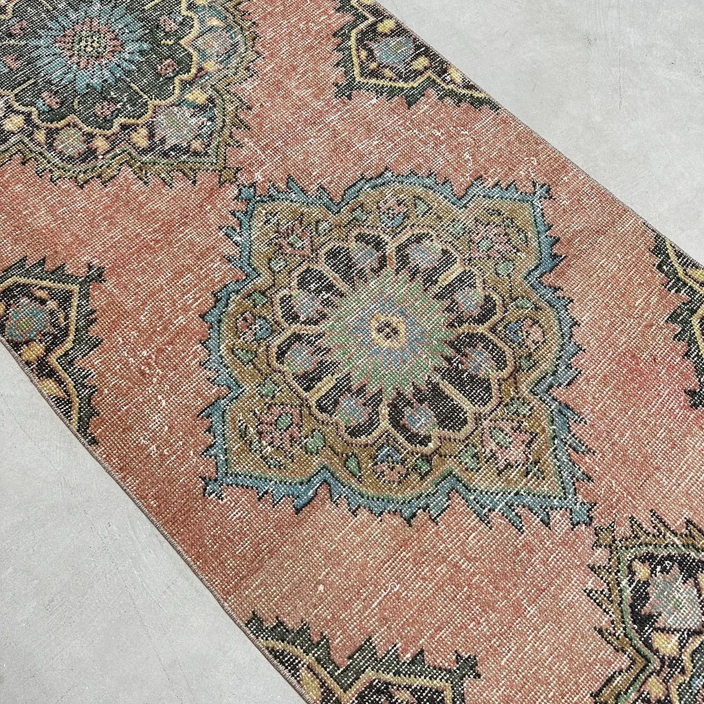 Vintage Turkish Runner Rug 2.5 x 12.4 ft