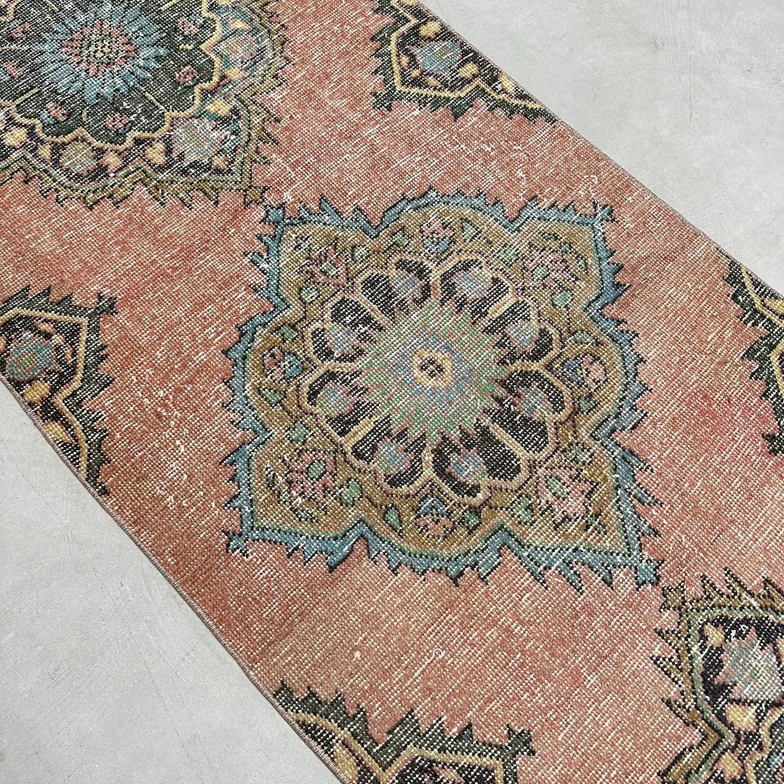 Vintage Turkish Runner Rug 2.5 x 12.4 ft