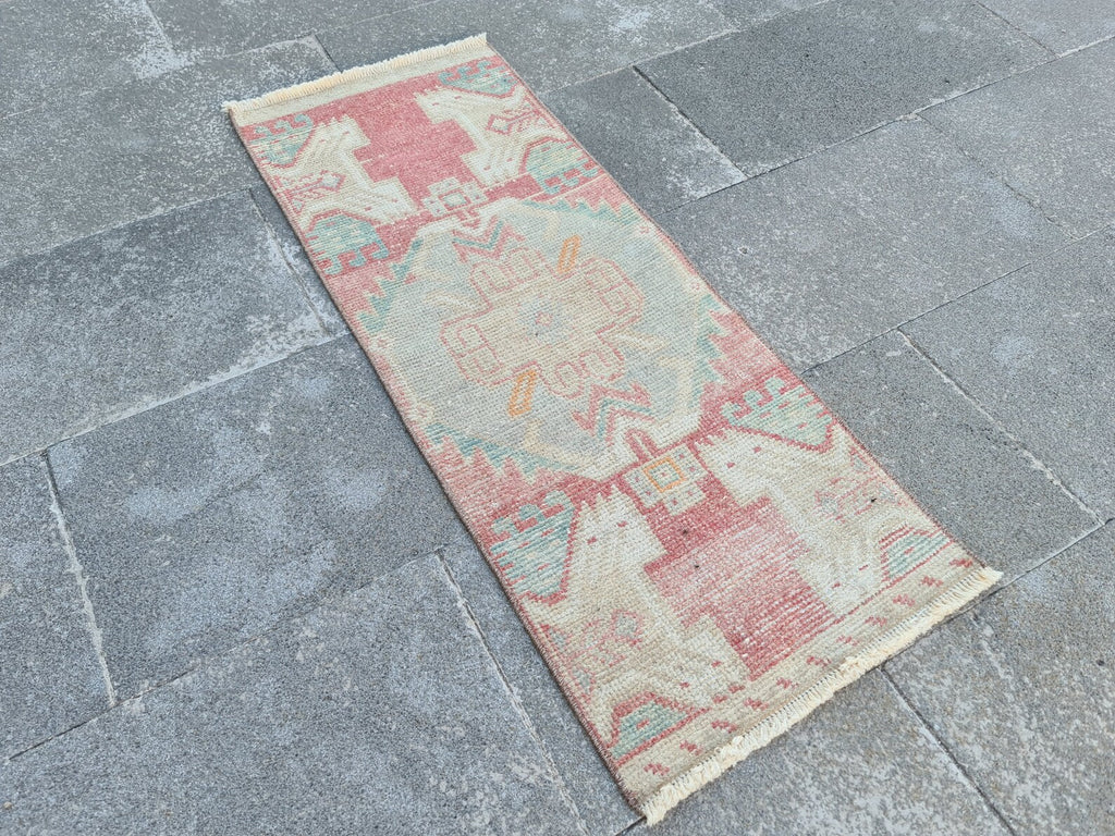 Vintage Turkish Mini Rug 1.6 x 3.2 ft