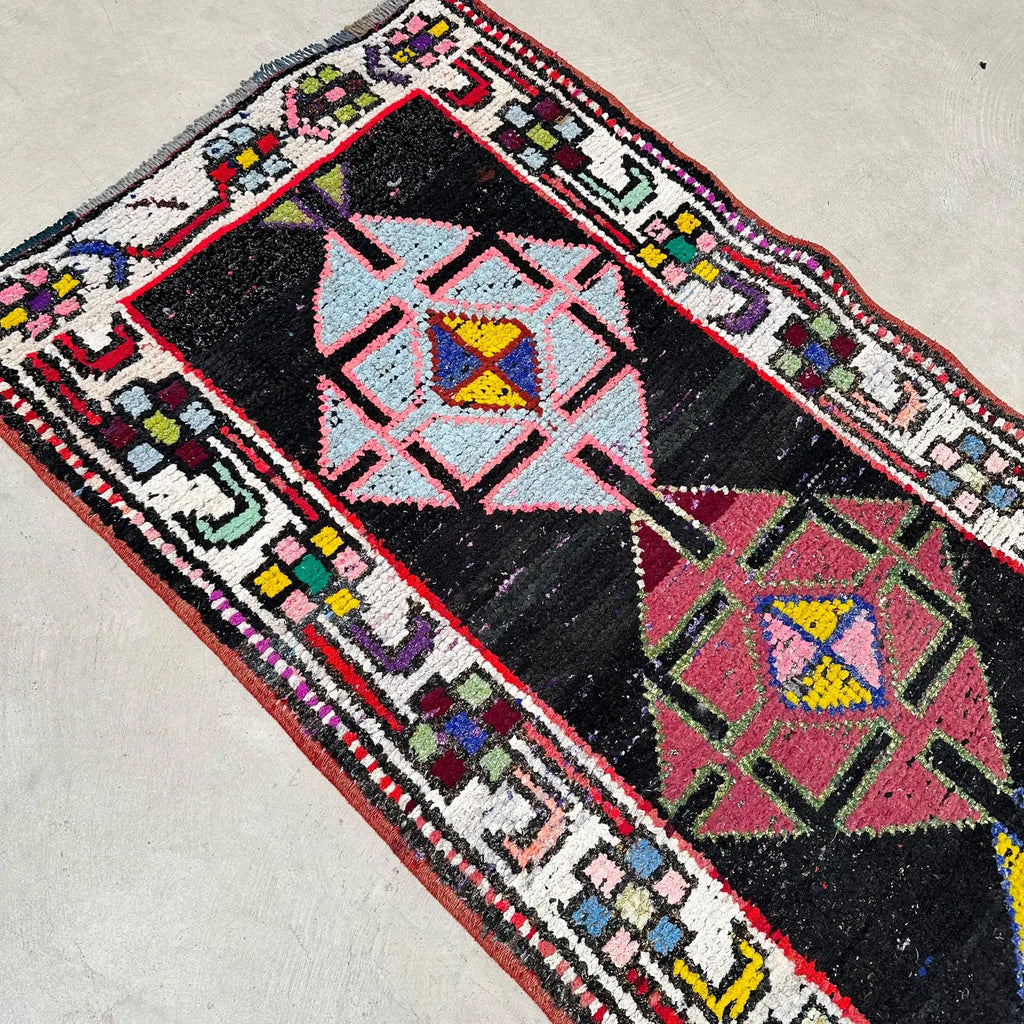 Vintage Turkish Runner Rug 2.7 x 12.3 ft