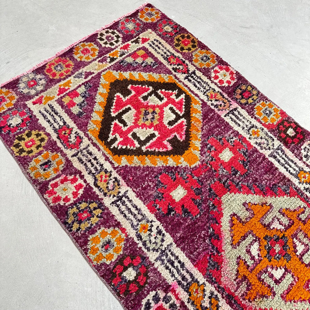 Vintage Turkish Runner Rug 2.7 x 10.5 ft
