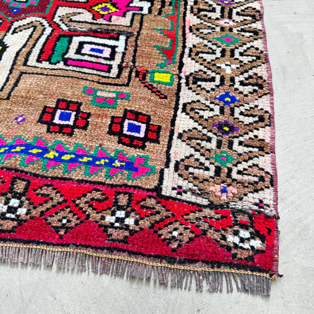 Vintage Turkish Runner Rug 2.8 x 11.6 ft