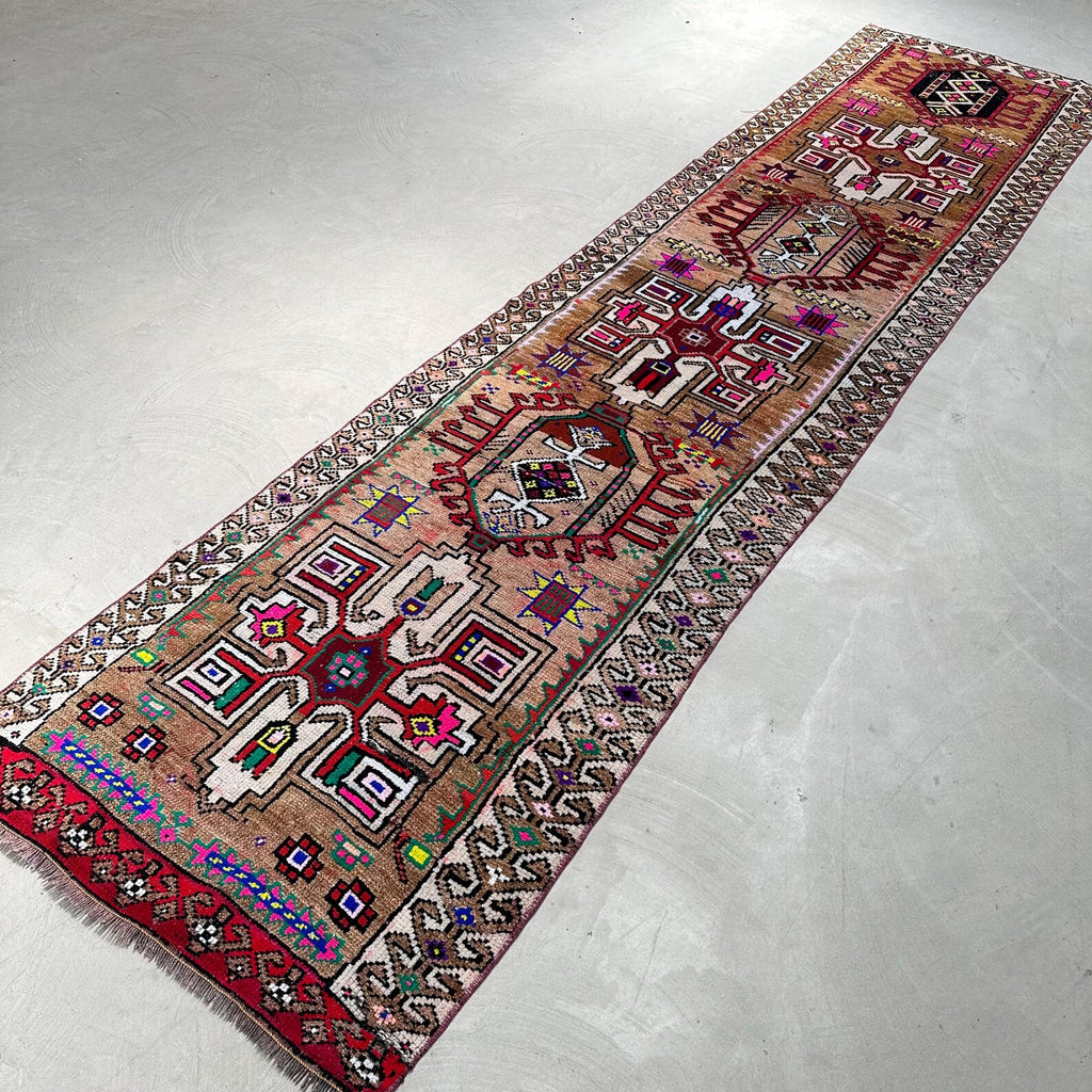 Vintage Turkish Runner Rug 2.8 x 11.6 ft