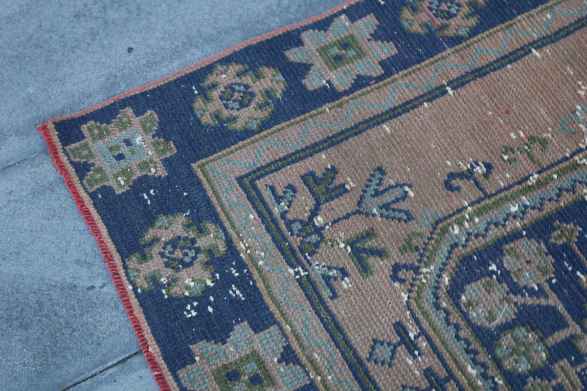 Vintage Turkish Accent Area rug 4 x 10.6 ft