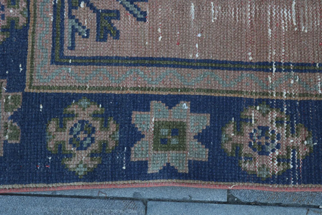 Vintage Turkish Accent Area rug 4 x 10.6 ft