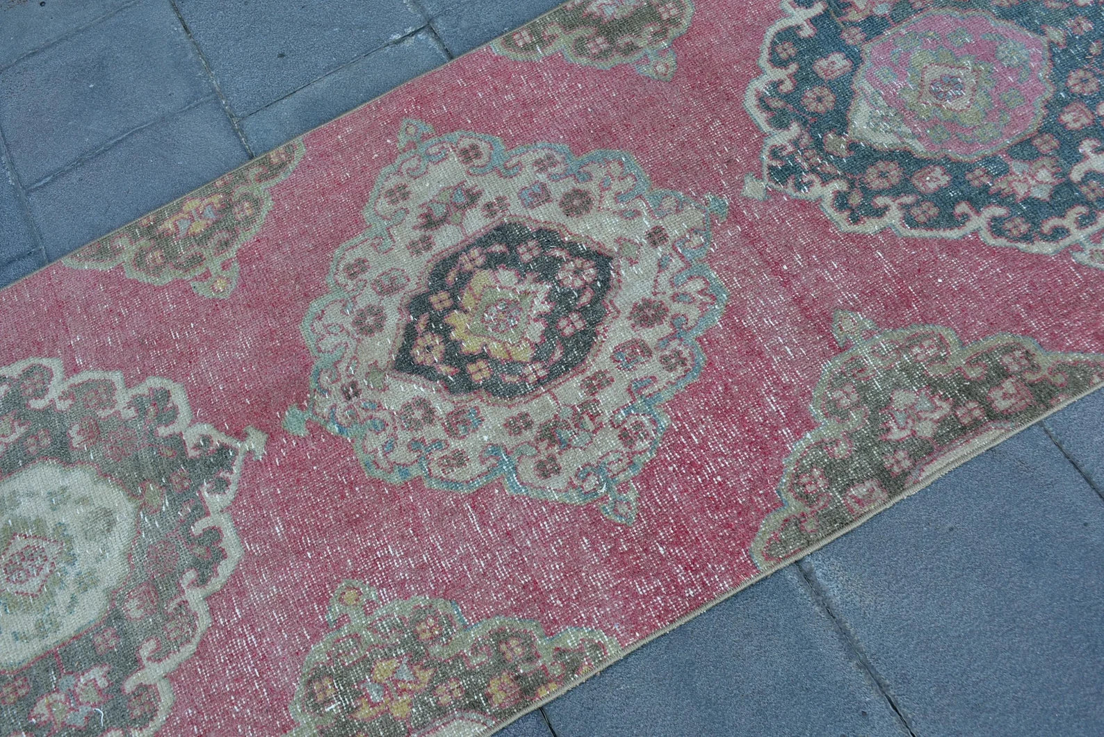 Vintage Turkish Runner Rug 2.7 x 10.2 ft