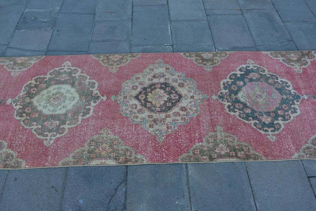 Vintage Turkish Runner Rug 2.7 x 10.2 ft