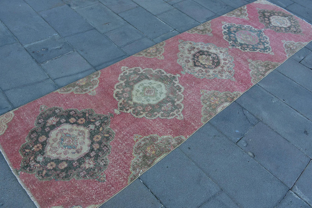 Vintage Turkish Runner Rug 2.7 x 10.2 ft