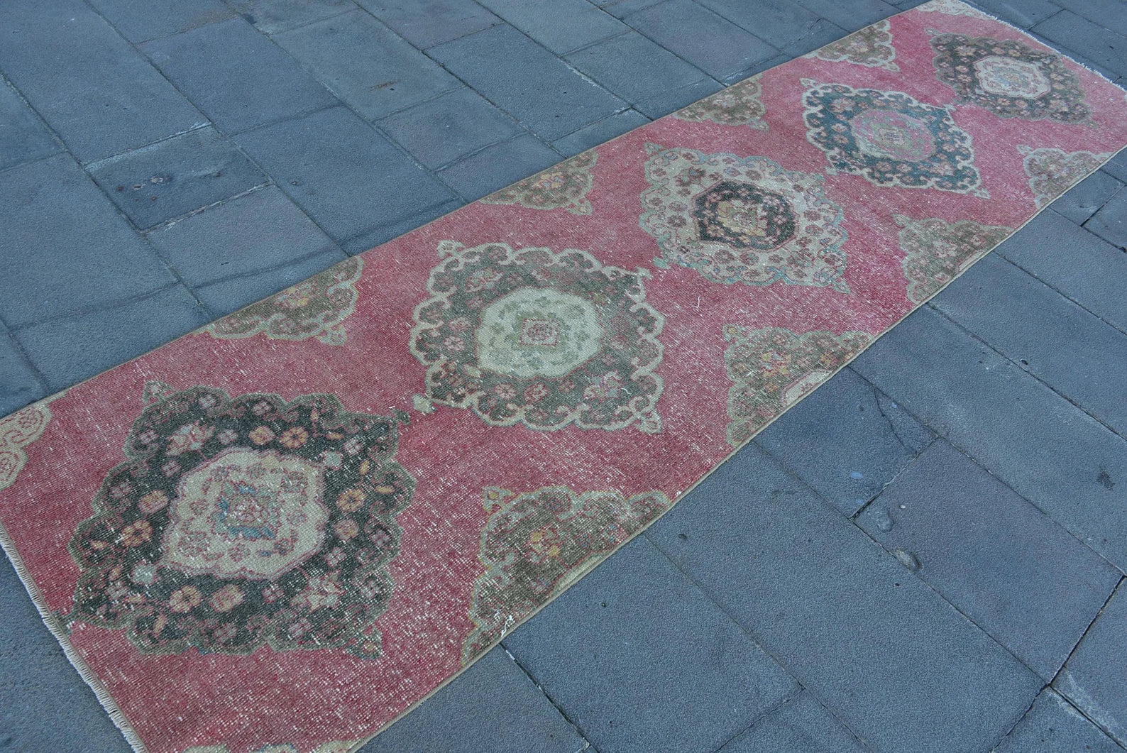 Vintage Turkish Runner Rug 2.7 x 10.2 ft