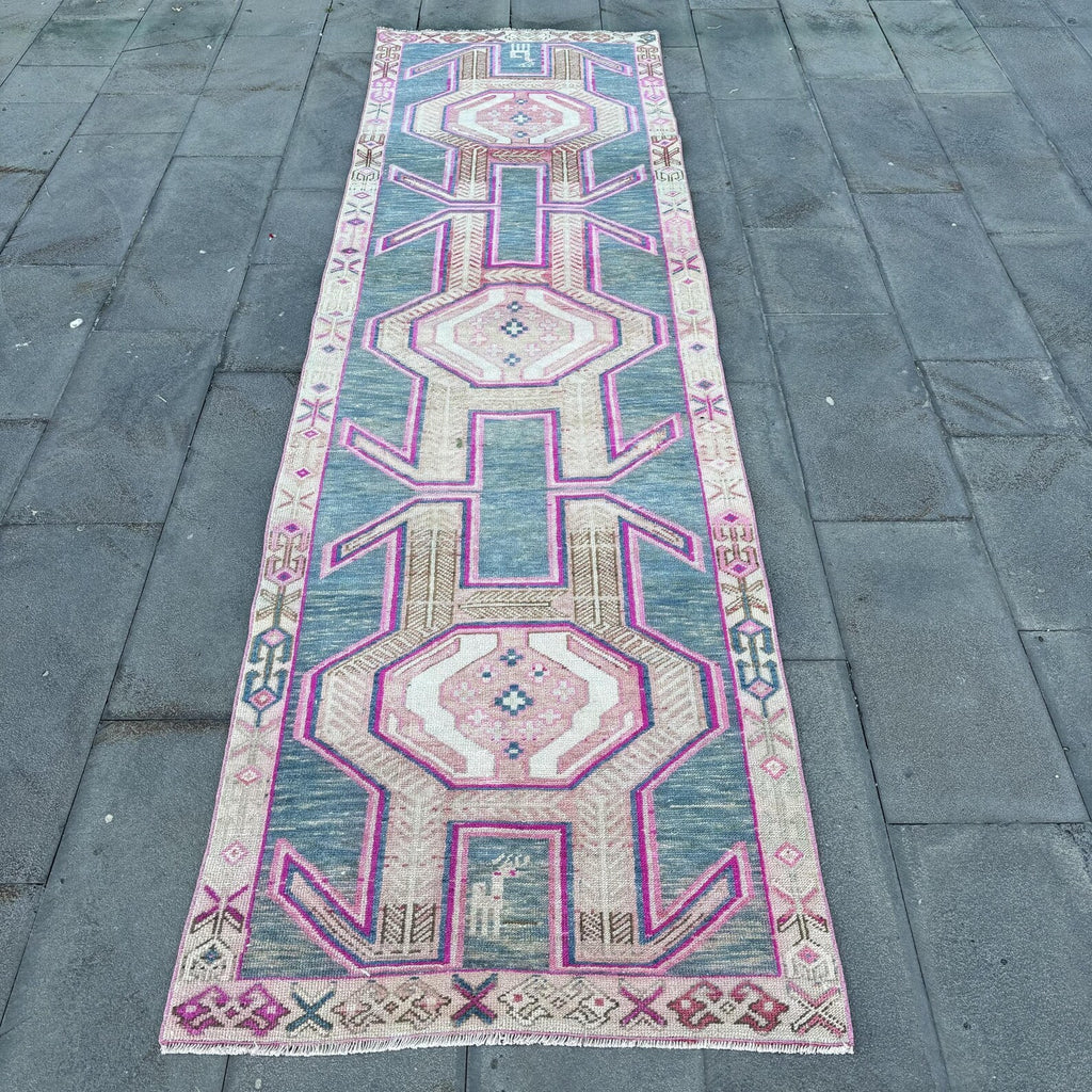 Vintage Persian Runner Rug 2.9 x 10.4 ft