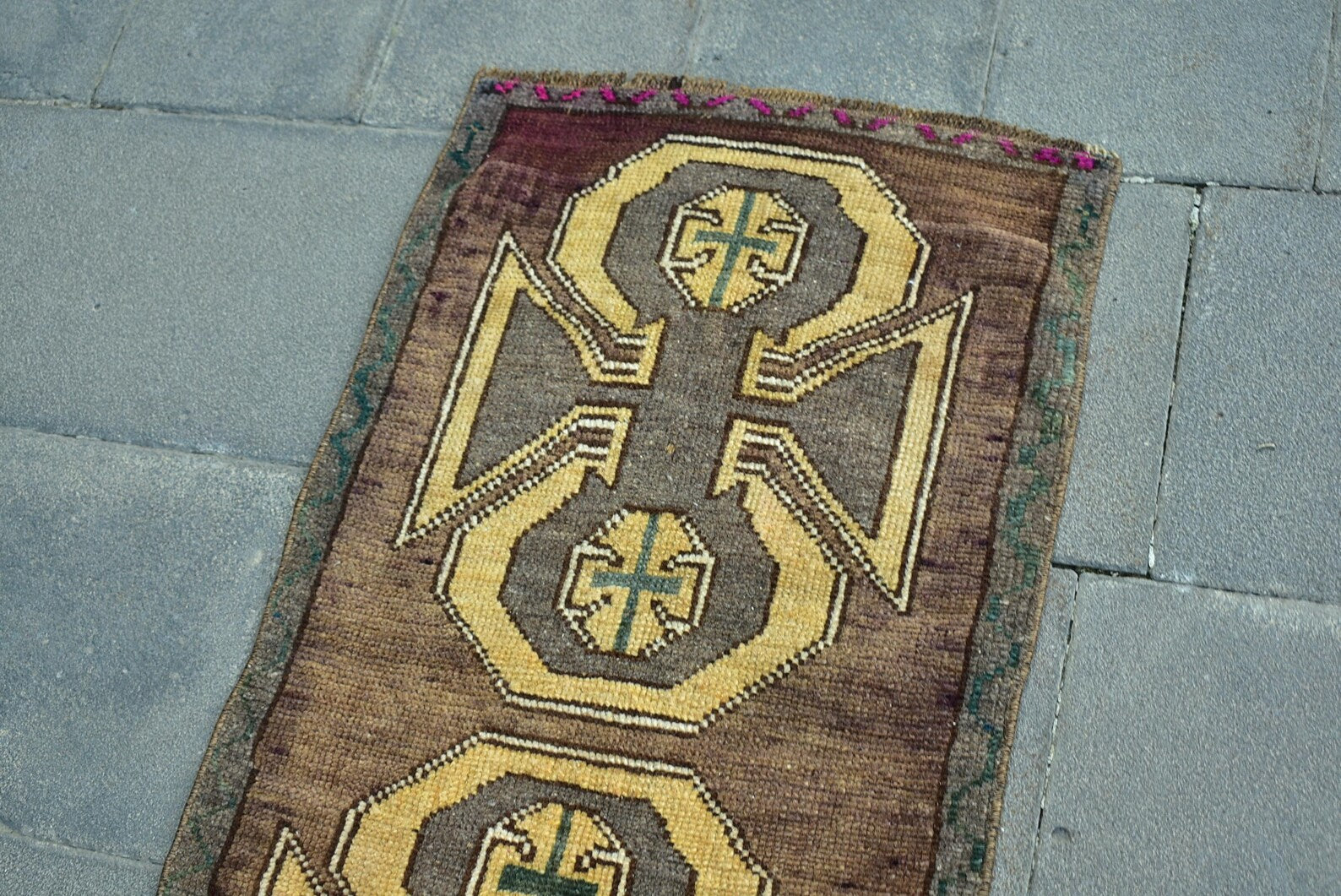 Vintage Turkish Mini Rug 1.7 x 3.1 ft