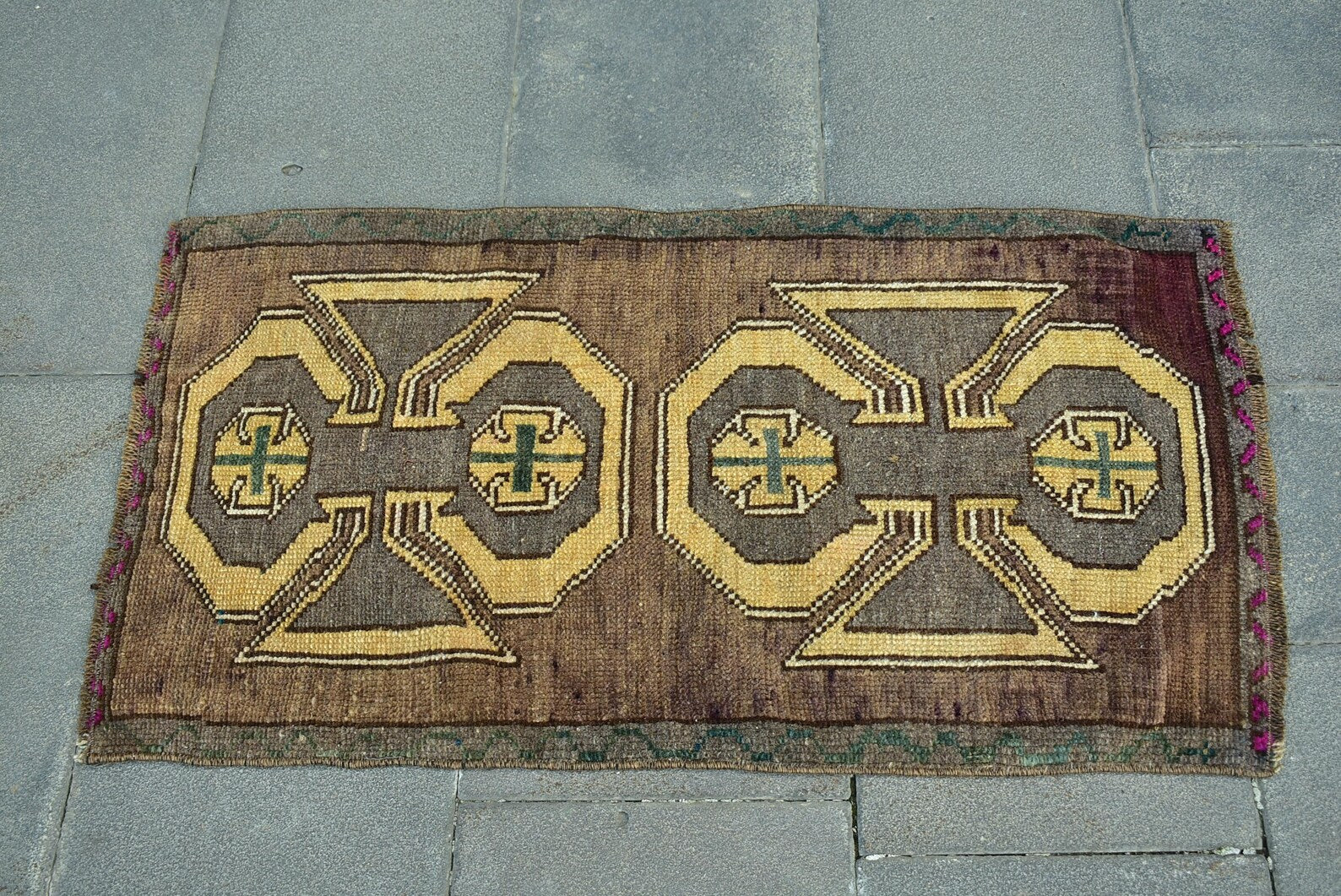 Vintage Turkish Mini Rug 1.7 x 3.1 ft