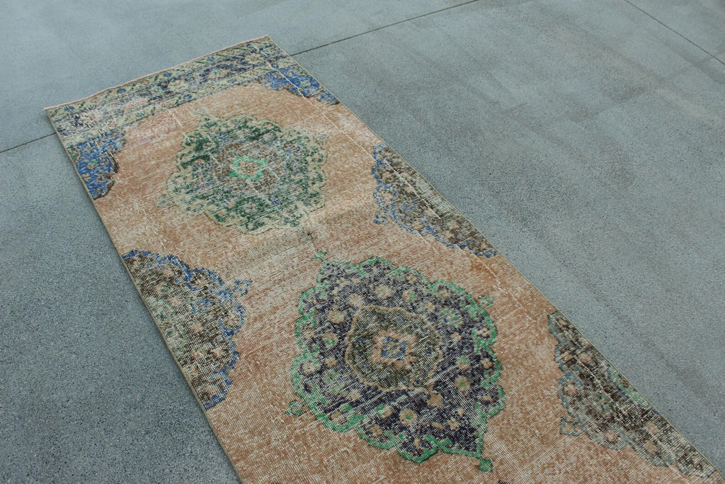 Vintage Turkish Runner Rug 2.7 x 13.3 ft