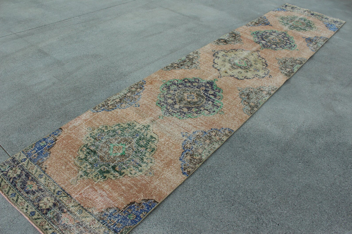 Vintage Turkish Runner Rug 2.7 x 13.3 ft