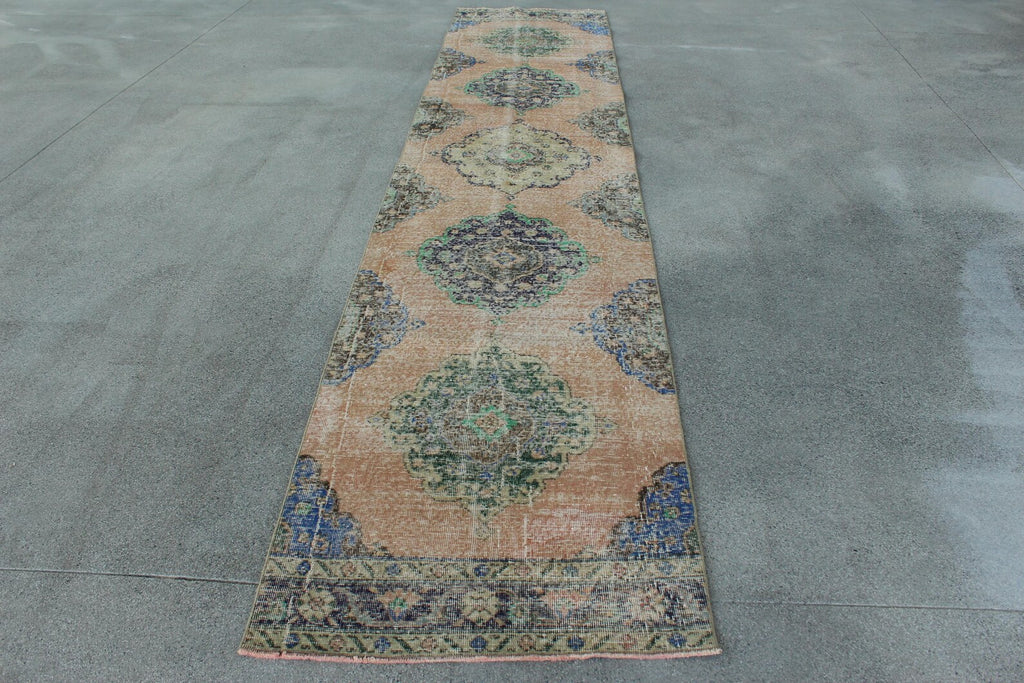 Vintage Turkish Runner Rug 2.7 x 13.3 ft