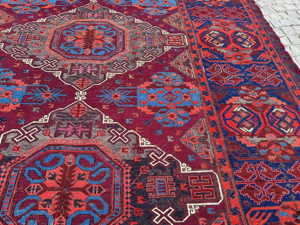 XL Vintage Soumak Accent Area Rug 8.1 x 13.1 ft