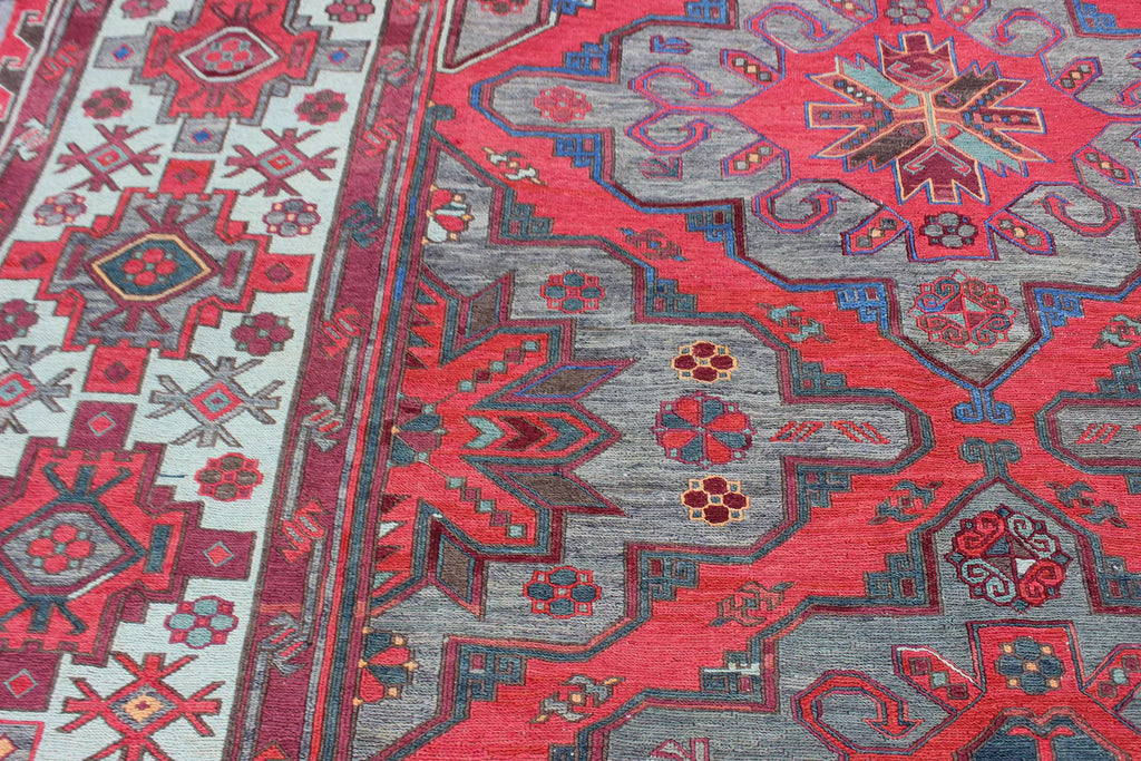 XL Vintage Soumak Accent Area Rug 7.3 x 12.5 ft