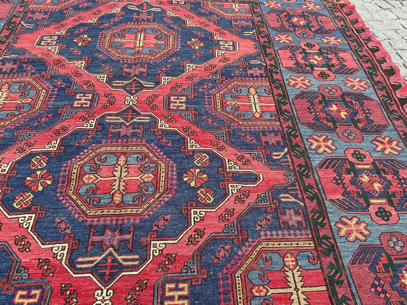 XL Vintage Soumak Accent Area Rug 8 x 11.5 ft