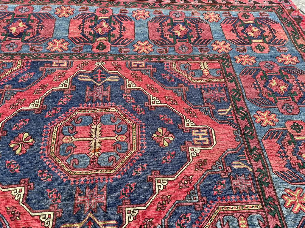 XL Vintage Soumak Accent Area Rug 8 x 11.5 ft