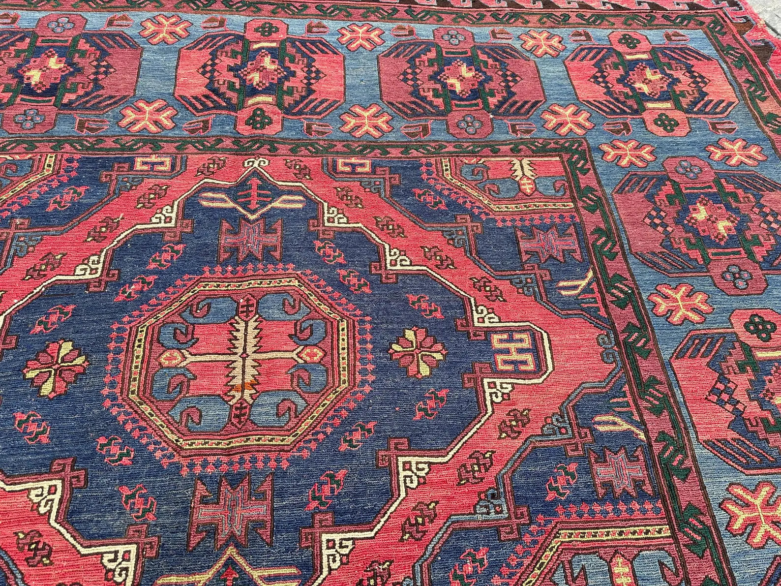 XL Vintage Soumak Accent Area Rug 8 x 11.5 ft