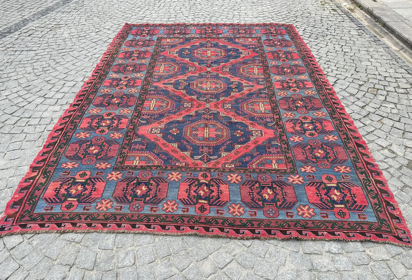 XL Vintage Soumak Accent Area Rug 8 x 11.5 ft